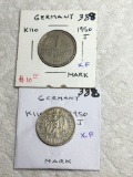 Germany (2)mark Coins 1950 J Xf,1950 J Xf