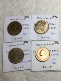 Thailand ( 4-baht)2-1962 Bu , 1966 Au/unc, 1974 Ch Buc