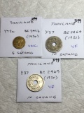 Thailand 5 Satang 1950 Unc,   2-10 Satang 1920 Vf, 1921 Vf