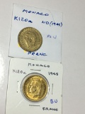 Monoco 1 Franc 1945 Bu & Nd 1945 Au