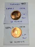 Turkey 2- 10 Kurus 1974 Ch/bu