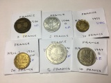 France 1920 2 Francs Very Fine, 1944 C 2 Francs Extra Fine, 1950 B 5 Francs Extra Fine