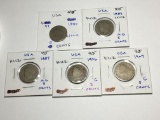 U.S.A. 5 Cent 1882 Ag/fair,1883 Ag,, 1887 Ag, 1906 G, 1907 G