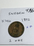 Sweden 2 Ore 1892 Xf