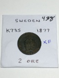 Sweden 2 Ore 1877 Xf Some Dark Areas