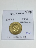 Sweden 10 Kroner 1991 Bu Medal