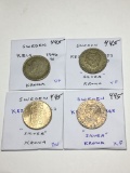 Sweden Krona 1946 Vf,1953 Silver Vf,1963 Silver Bu, 1965 Silver Xf