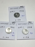 Vatican City Lira 1952 Bu, 1952 Ch Bu, 1958 Bu