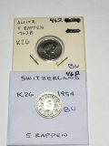 Switzerland 5 Rappen 1954 Bu, 1963 Bu