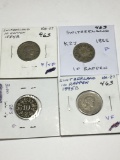 Switzerland 10 Rappen 1884 F/vf, 1885 F, 1850 Vg, 1895 Vf
