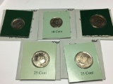 Suriname 2-10 Cents 1985 Ch Bu, 1985 Ch Bu, 3-25 Cent 1985 Ch Bu