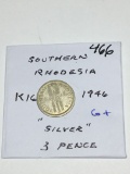 Southern Rhodesia 1946 Silver 3 Pence G+