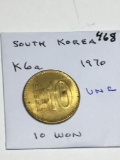 South Korea 10 Won 1970 Uncirculated Few Spots