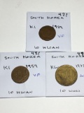 South Korea 10 Won 1959 Vf,1959 Vf, 1973 Au