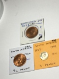 South Africa  1/2 Penny 1955 Bu,1960 Bu, 3 Pence 1959 Bu