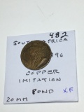 South Africa 1896 Pond 20mm Copper Imitation Extra Fine