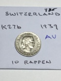 Switzerland 10 Rappen 1939 Au