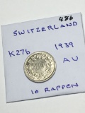 Switzerland 10 Rappen 1939 Au