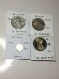 Poland 1959 5 Zlotych Extra Fine, 1949 Grosz Bu, 1973 & 1978 20 Zlotych Bu