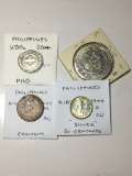 Phillipines 2004 Piso Bu, 1975 5 Piso Unc, 1927 M Centavo Au, 1944 D 20 Centavos 