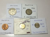 Panama 1953 1/4 Balboa Extra Fine, 1932 5 Centesimos Very Fine, 1953 Centesimo Au