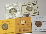 Panama 1969 1/4 Balboa Proof, 1929 5 Centesimos Very Fine / Extra Fine, 1953 Centesimo Extra Fine+