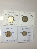 Panama 1974 1/4 Balboa Proof, 1932 5 Centesimos Fine,1937 Centesimo Extra Fine