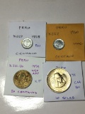 Peru Cent 1958 Bu, 1960 Unc, 20 Centavos Without Afp Extra Fine, 1971 10 Soles Choice Bu