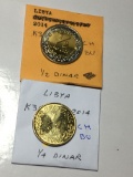 Libya 2014 1/4 Dinar Choice Bu, 2014 1/2 Dinar Choice Bu