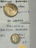 Malaya & British Borneo 1961 5 Cent Extra Fine, 1961 20 Cents Au / Unc