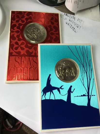 (2) 1970 Holiday Cards With Medals