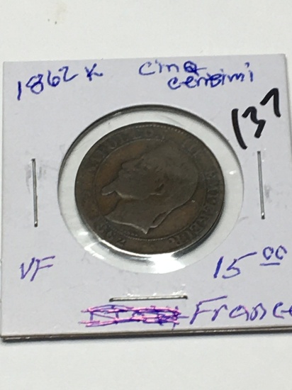 France 1862 K Cinq Centesimi Very Fine