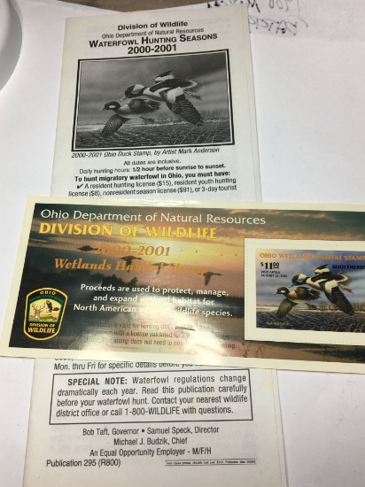 2000/2001 Unused Ohio Wetlands Waterfowl Stamp &