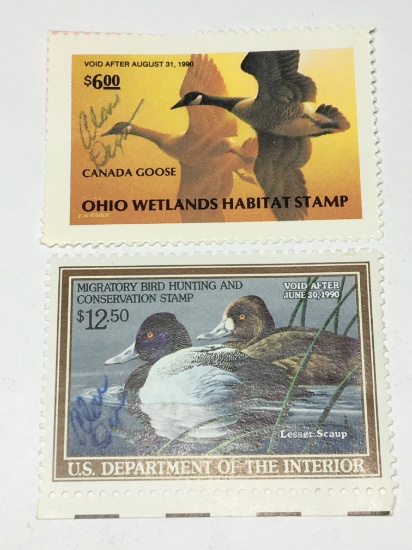 1989-1990 Ohio Wetland Waterfowl Stamp & U.S. Department Of Interior Stamp