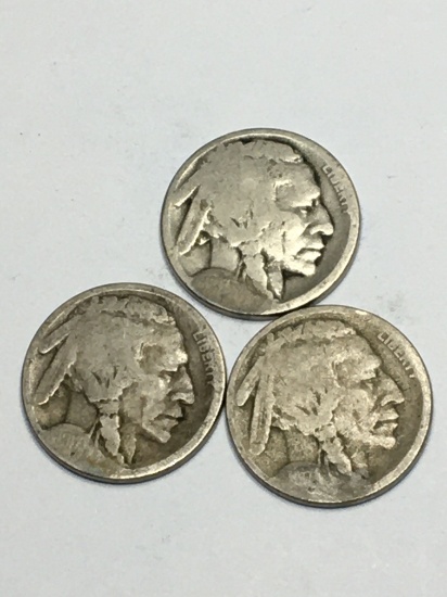 (3) Buffalo Nickels 1917 D, D, & S