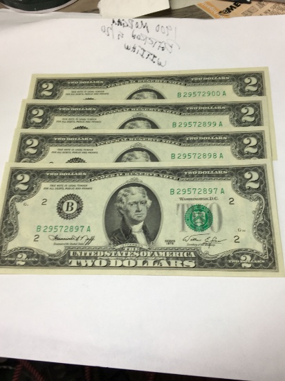 (4) Series 1976 $2.00 Bills