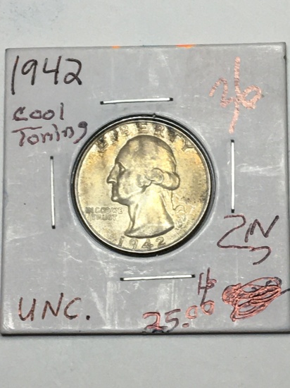 1942 P Quarter 90% Silver