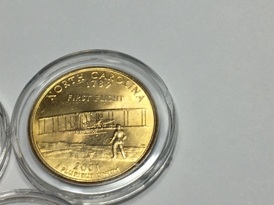 (5) Gold Plated Statehood Quarters Encapsulated
