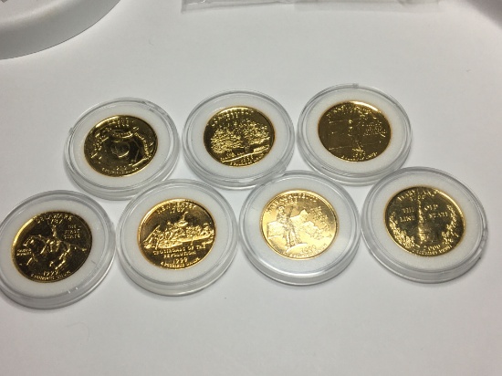 (7) Gold Plated Statehood Quarters Encapsulated