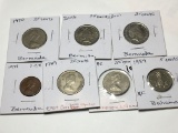 Bermuda 1971 1 Cent, 2001,2003, & 1970 25 Cents, 1982 Caymen Islands 25 Cents,