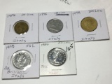 Italy 1976 10 Lire, 1958 20 Lire, 1982 Bu, 1978 Au Brilliant 50 Lire, 1994 200 Lire