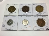 Jamaica 1959 Penny, 1957 Penny, 1945 Penny 1960(vf) 1 Penny, 1969 5 Cent, 1993 5 Cents Bu Gem