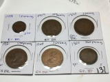 Great Britian 1922 Half Penny Very Fine, 1964, 1921 (very Fine), 1920, 1907 Penny, 1939 1 Farthing