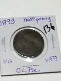 Great Britian 1893 Half Penny Very Good
