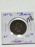 France 1854 A Cinq Centesimi Extra Fine