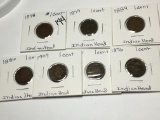 (7) Indian Head Cent 1909, 1886, 1884, 1879, 1878, 1876, 1875