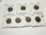 (7) Indian Head Cent Copper Nickel 1859 Good, 1860 Good, 1861 Very Good, 1862 G, 1863 G, 1864 G,
