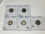 (5) Roosevelt Dimes 2017 D, 2005 D, 2000 P, 1985 D, 1980 D