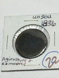 1836 Un Sou ( Canadian Penny) Agriculture & Commerce