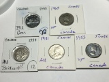 (5) Canadian Nickels 1953 Gem Bu, 1963 Extra Fine, 1934 Au Brilliant, 1931 Au, 1953 Very Fine
